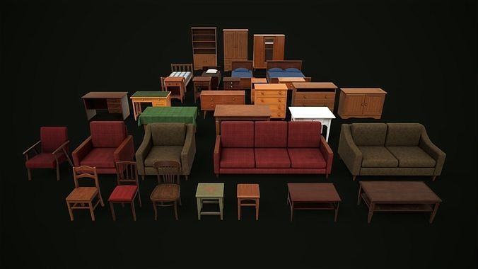 Set of different furniture 3D Model Pack 2