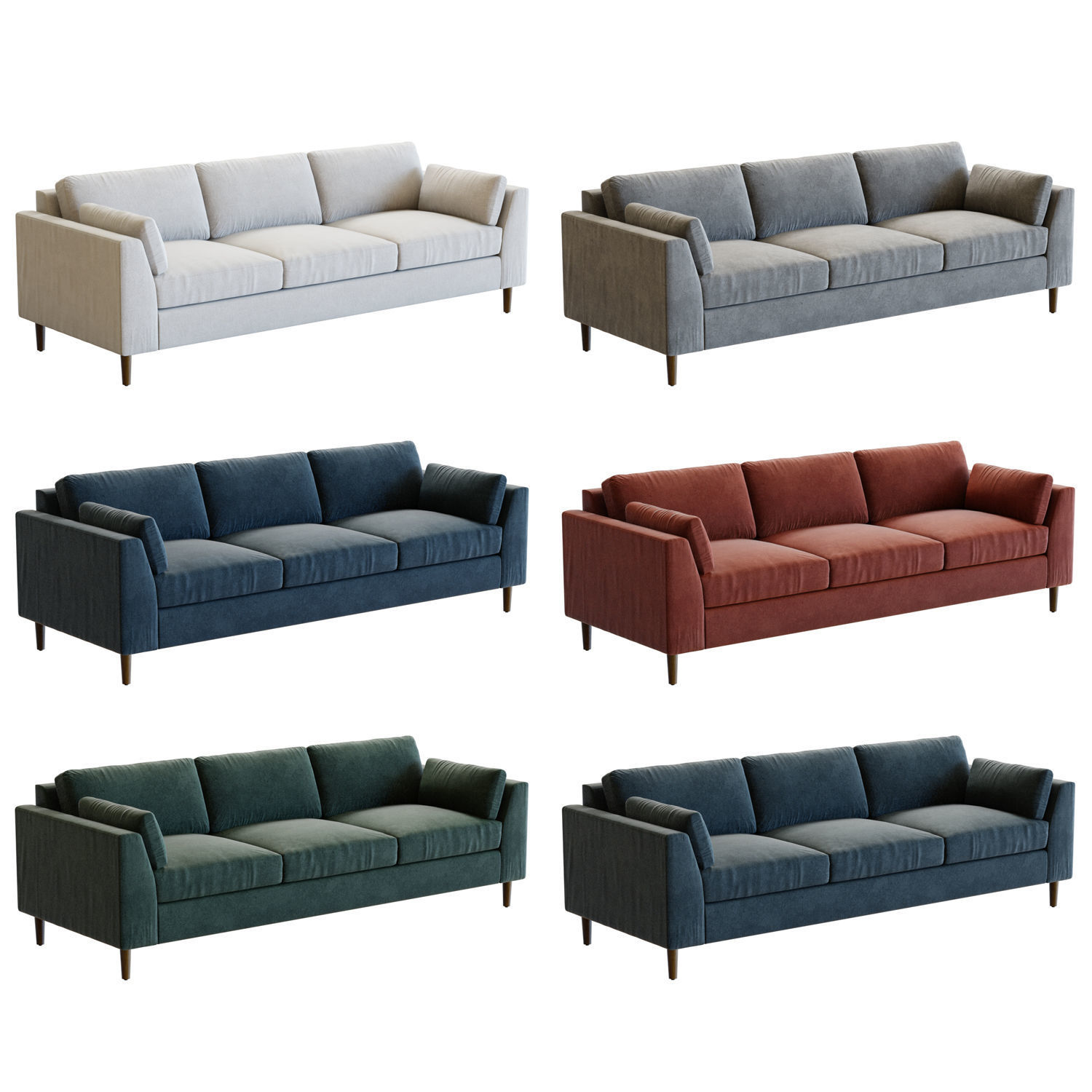 Crate and Barrel Avondale 98 in Sofa 3D model_1