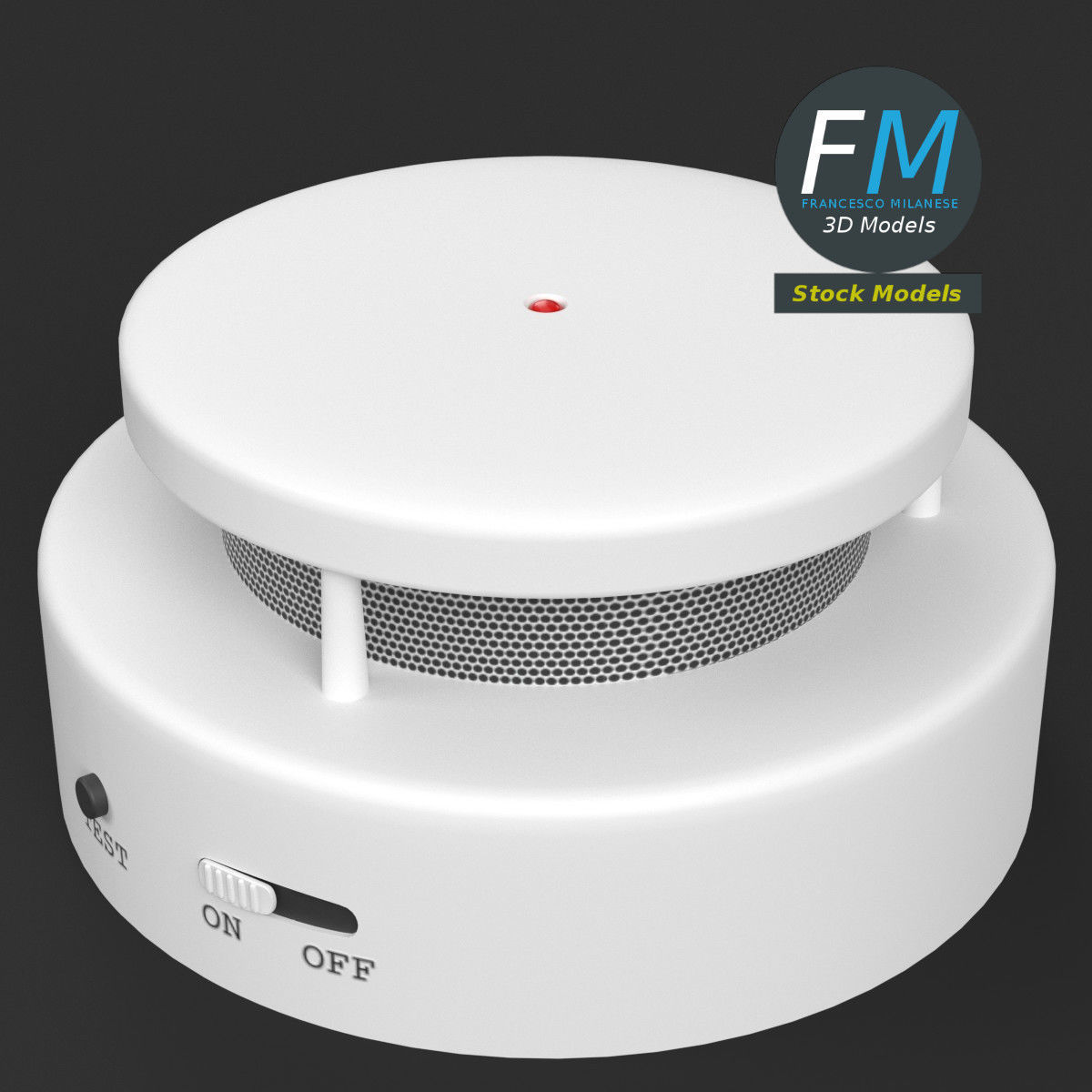 Smoke detector alarm 3D model_2
