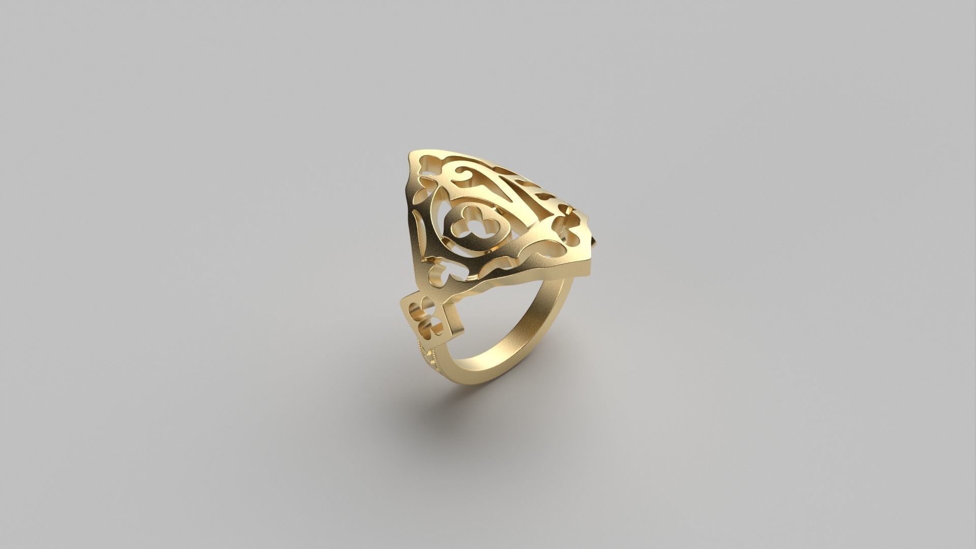 gold love ring 3D print model_3
