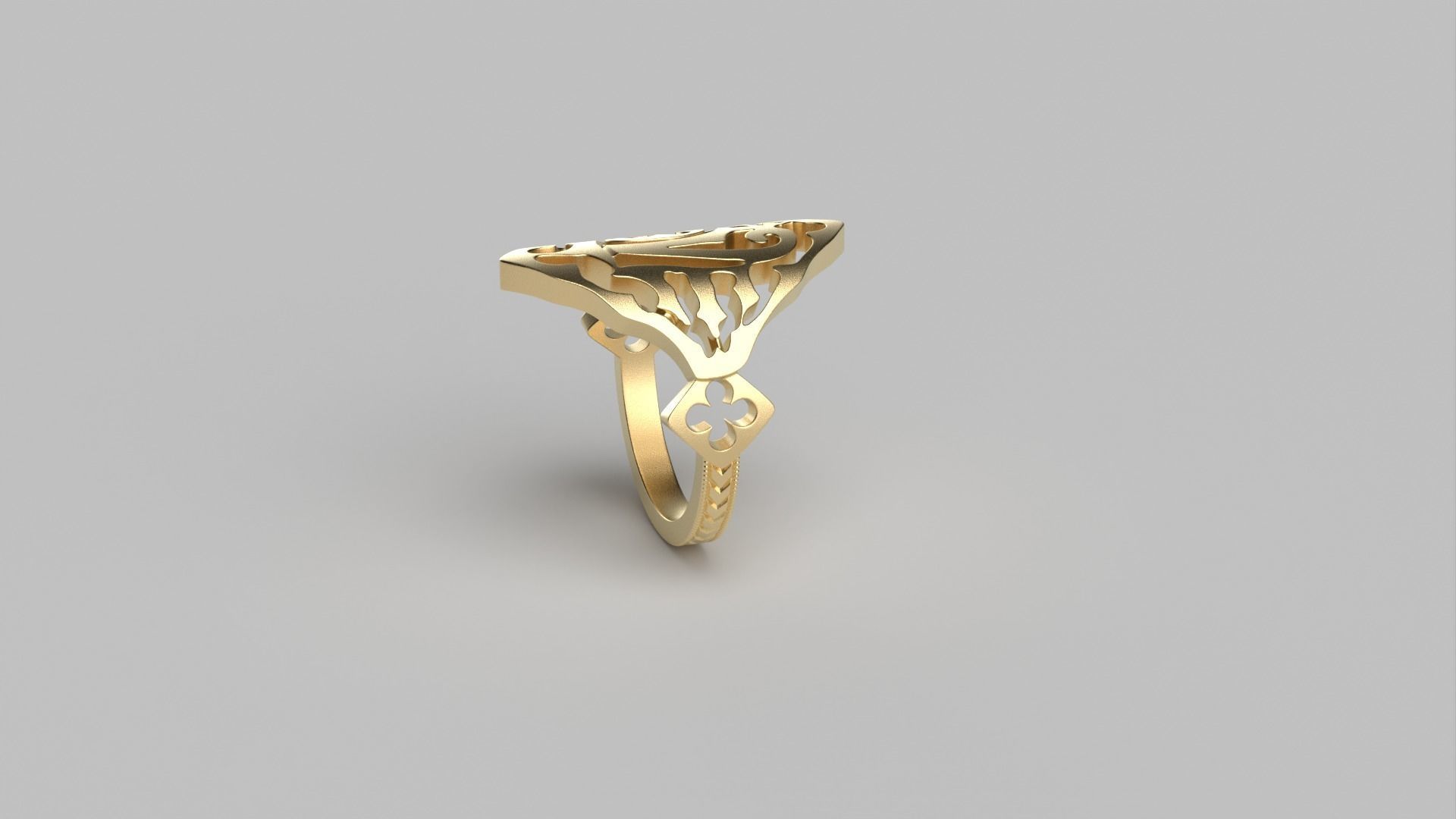 gold love ring 3D print model_2
