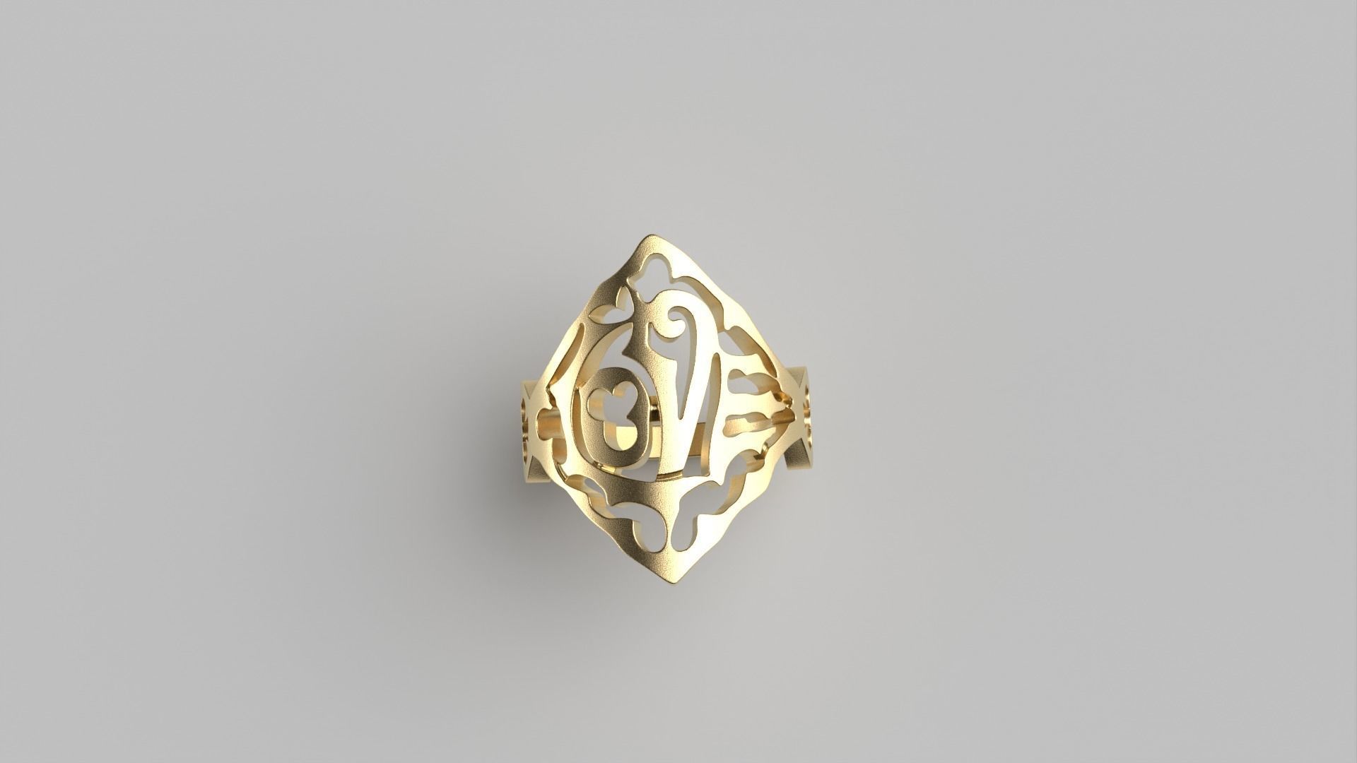 gold love ring 3D print model_1