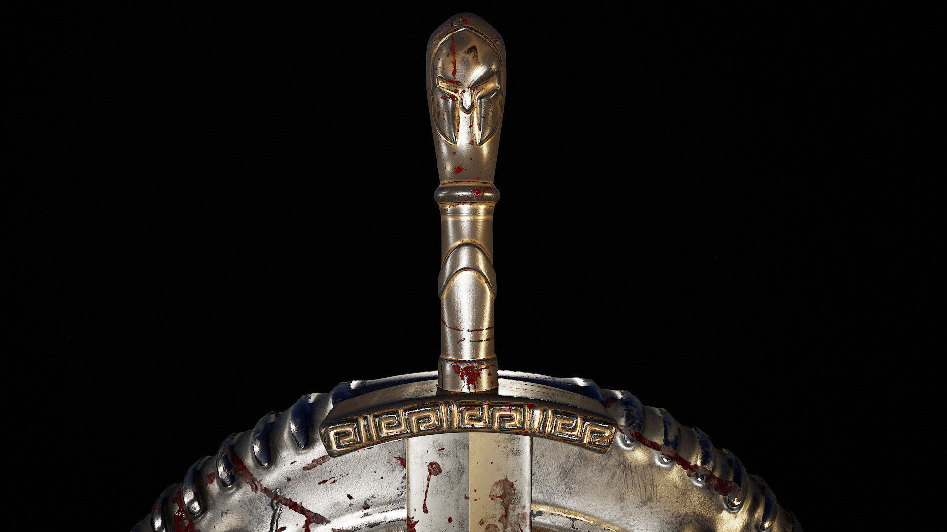 Spartan shield and sword 3D model_3