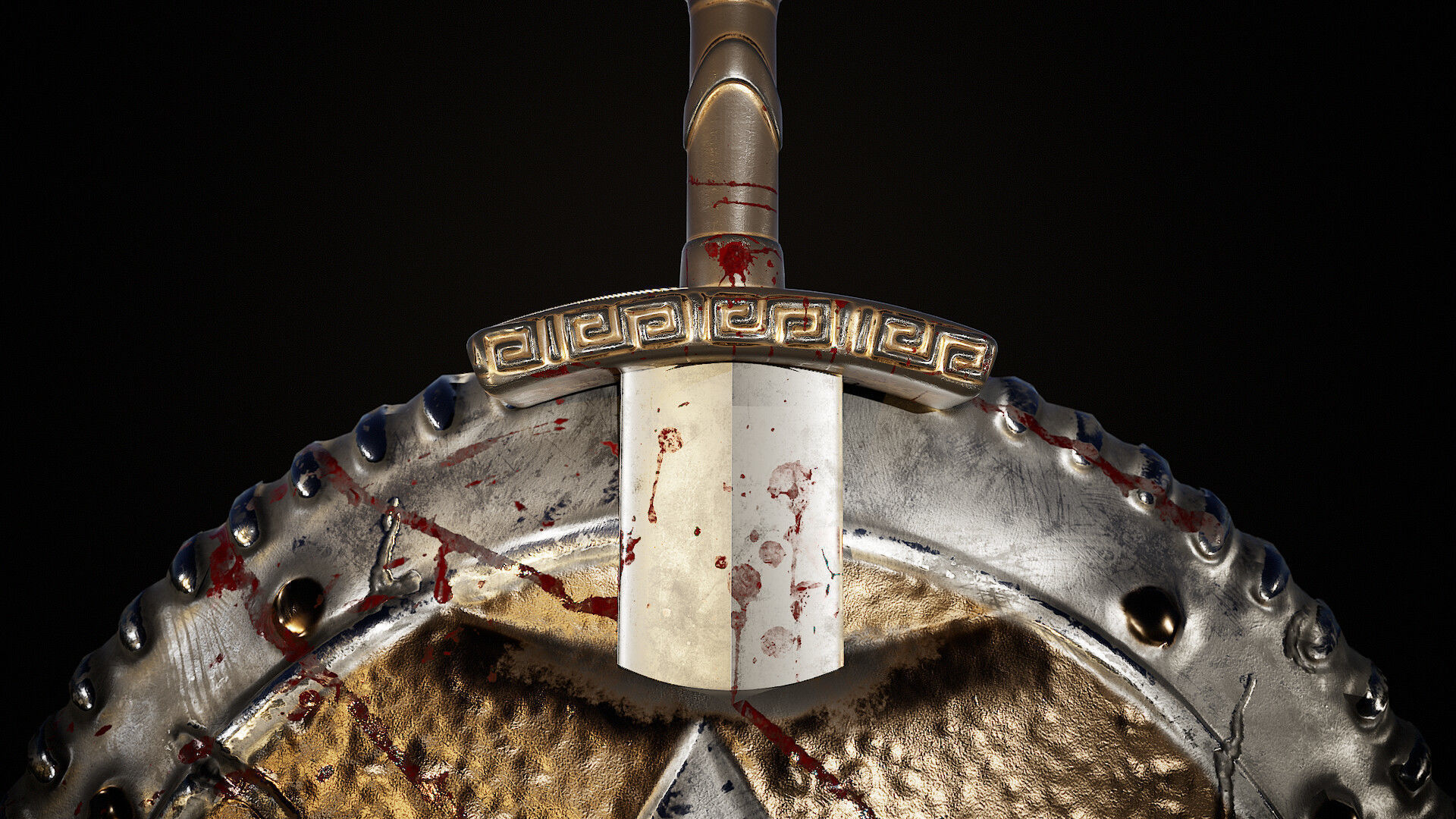 Spartan shield and sword 3D model_8