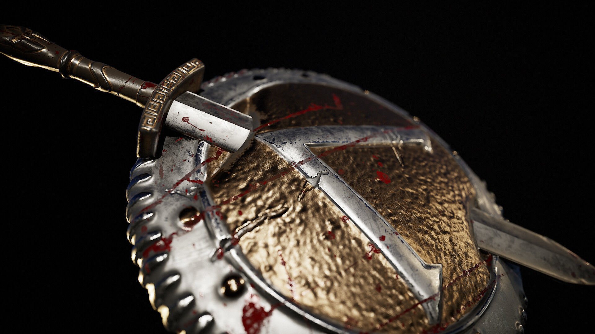 Spartan shield and sword 3D model_7