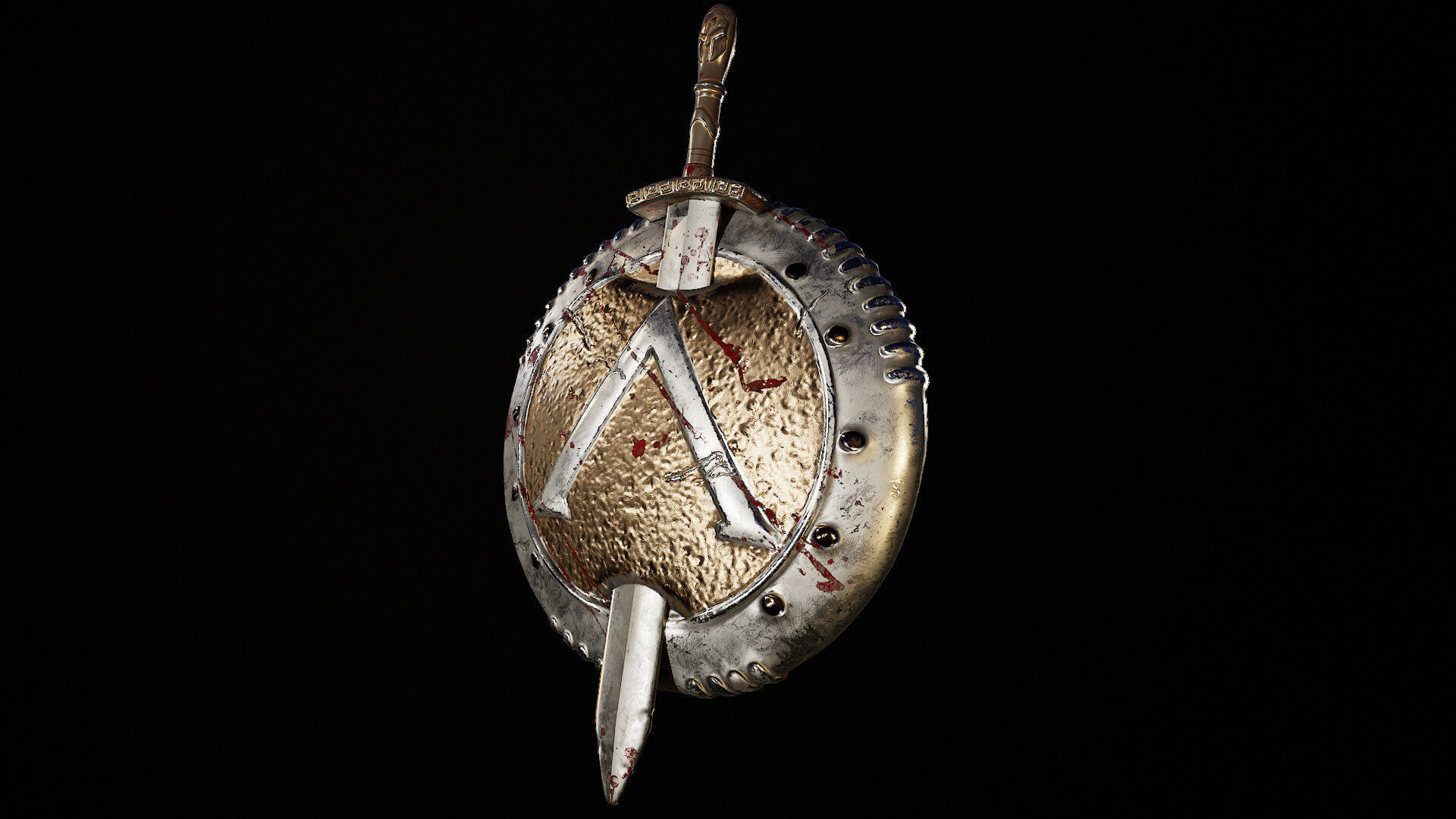 Spartan shield and sword 3D model_4