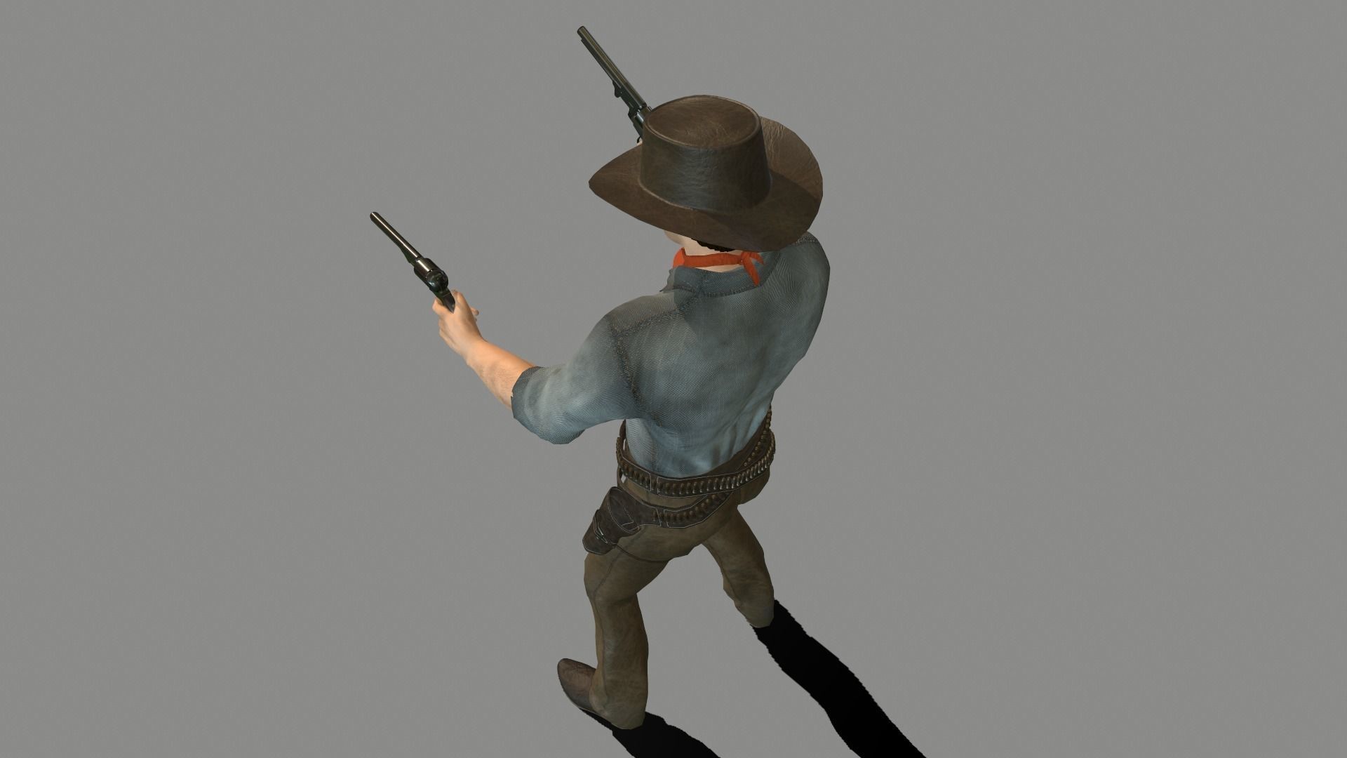 Gunslinger cowboy holding gun Low-poly 3D model_13