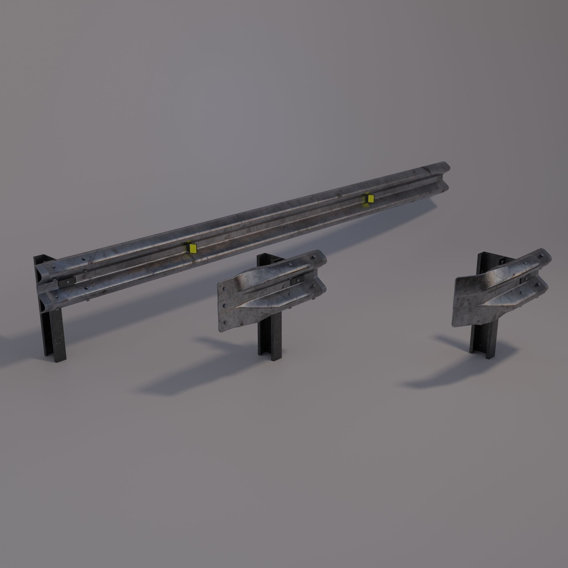 Guard rail Low-poly 3D model_1