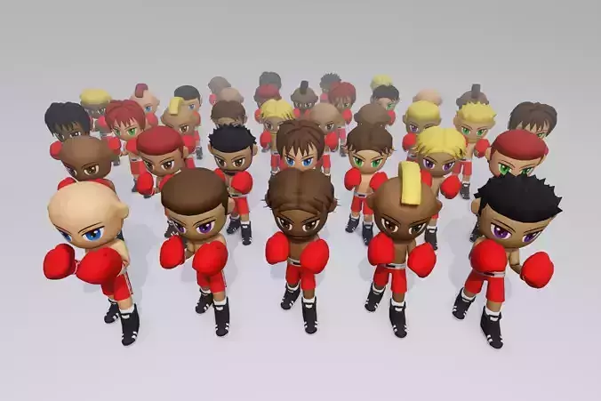 Lowpoly male Boxer - 36 models vol 01 Low-poly 3D model