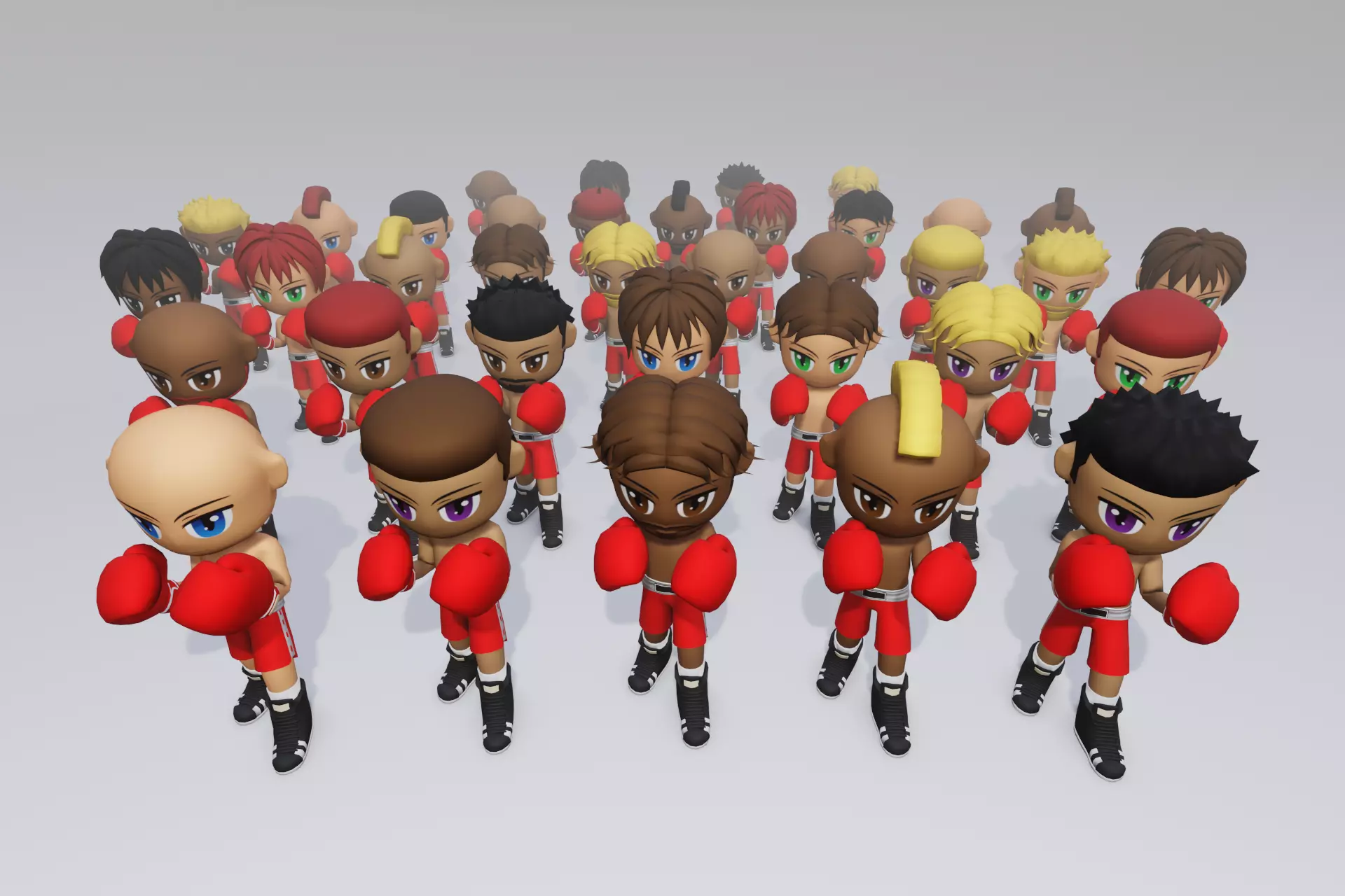 Lowpoly male Boxer - 36 models vol 01 Low-poly 3D model_0