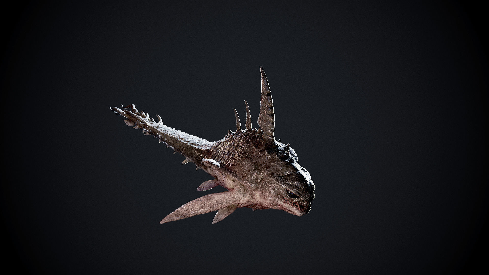 PBR Game Ready Horror Piranha Creature 3D Model Low-poly 3D model_2