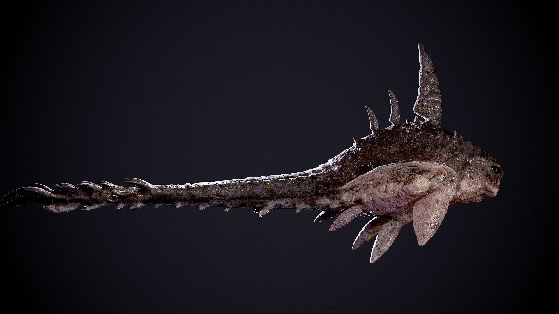 PBR Game Ready Horror Piranha Creature 3D Model Low-poly 3D model_5