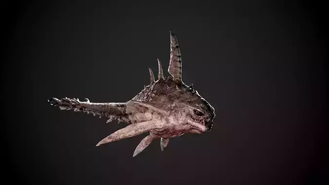 PBR Game Ready Horror Piranha Creature 3D Model