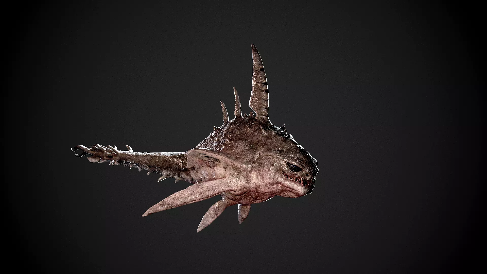 PBR Game Ready Horror Piranha Creature 3D Model Low-poly 3D model_0