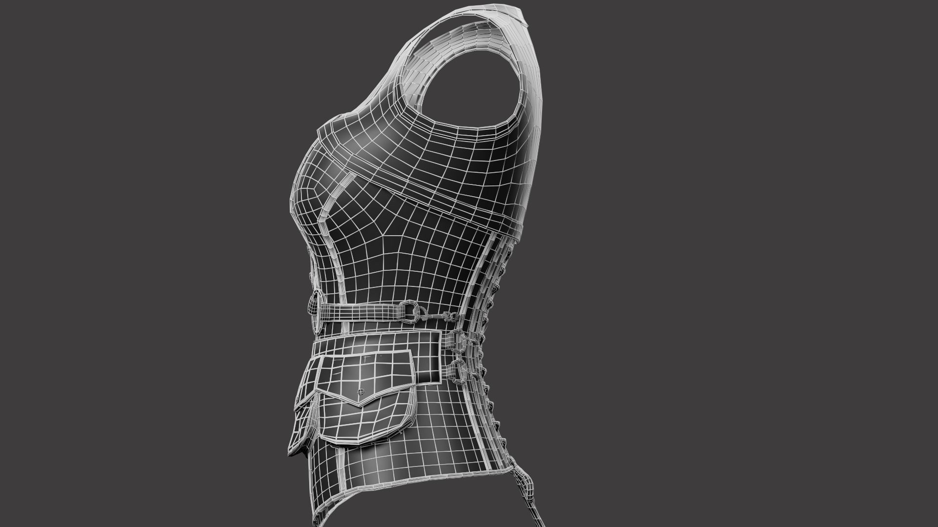 Corset Black Low-poly 3D model_12
