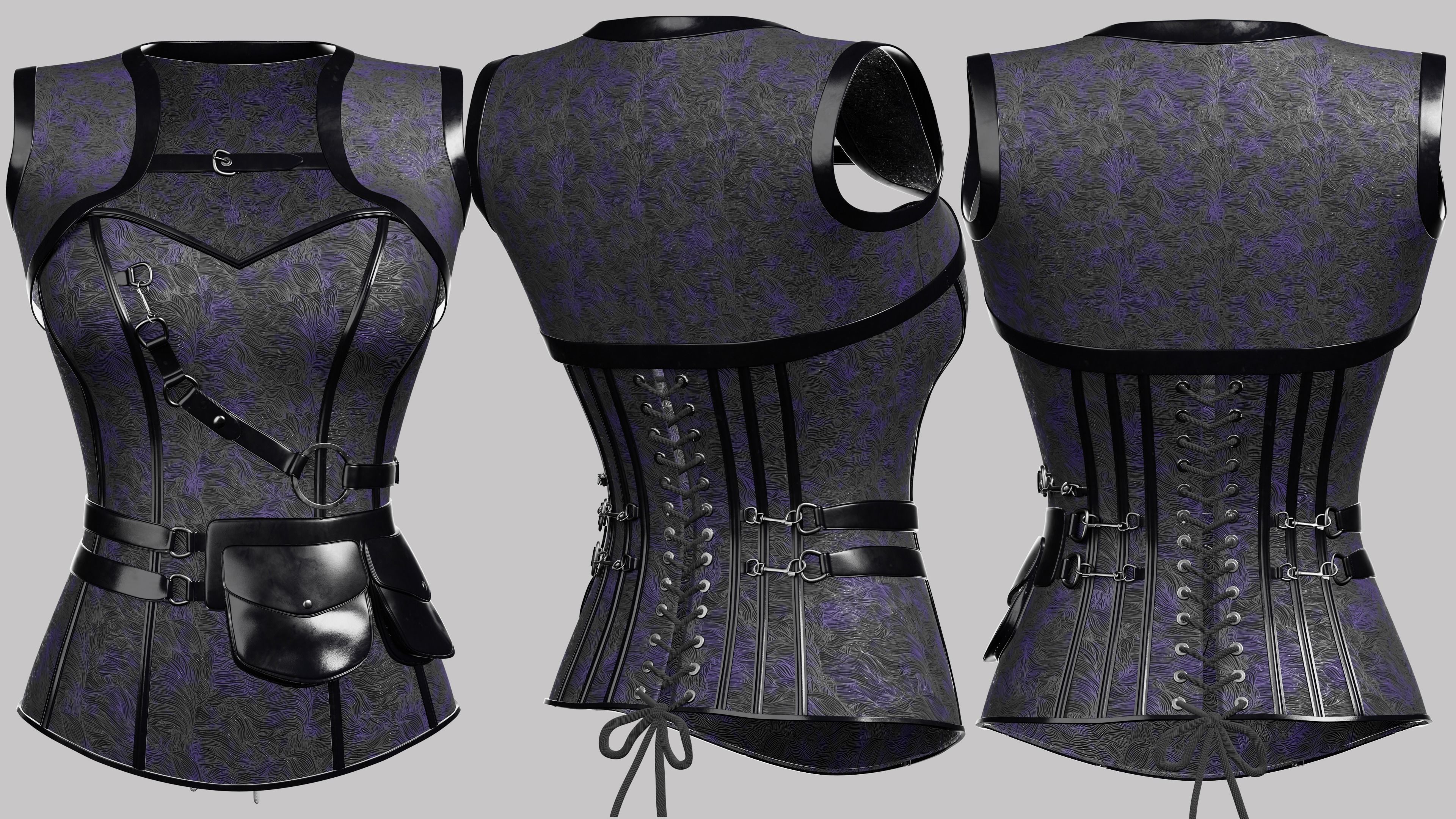 Corset v3 Low-poly 3D model_1