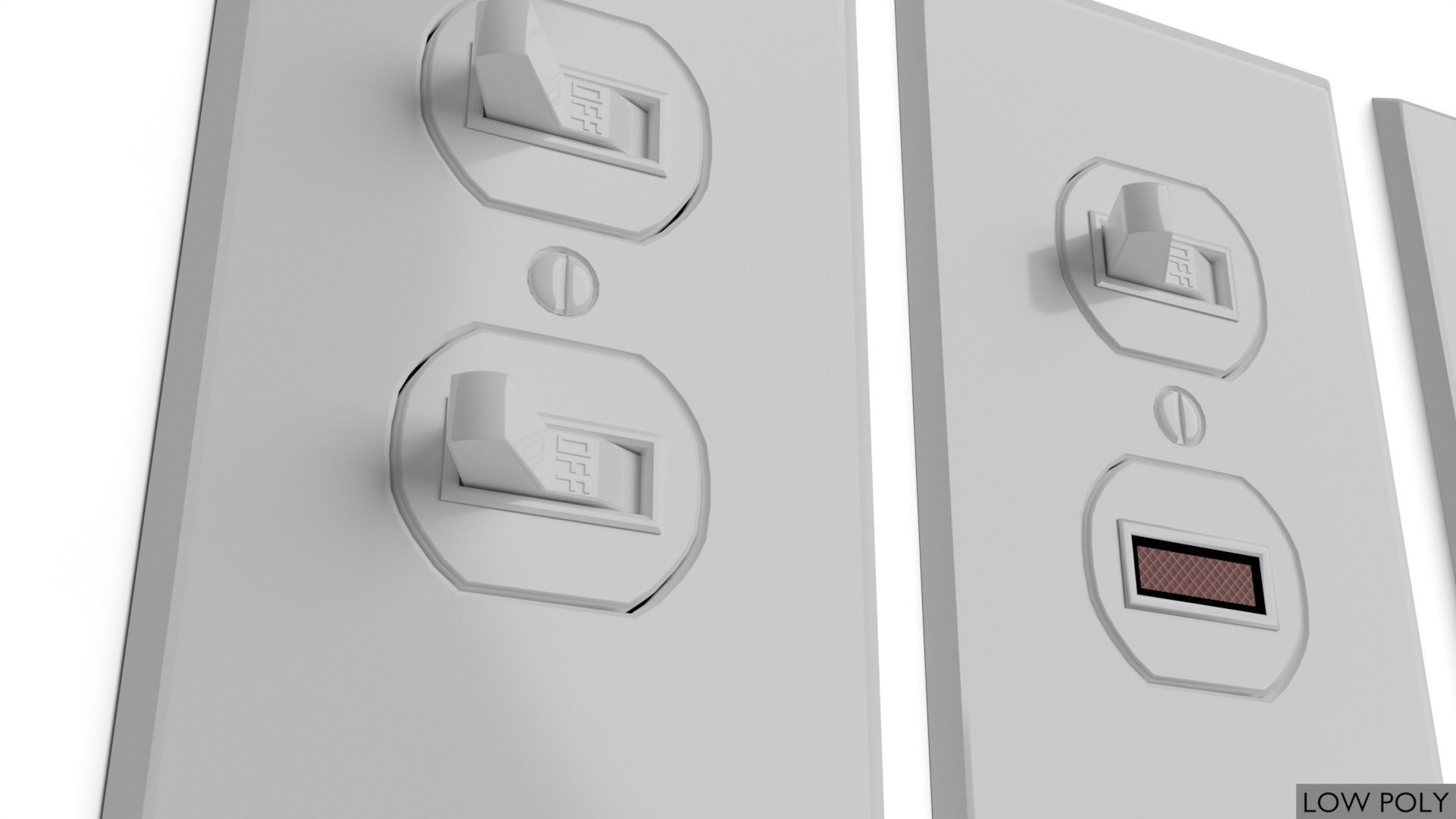 Light switches and outlets High Poly AND Low Poly pack 2 Low-poly 3D model_7