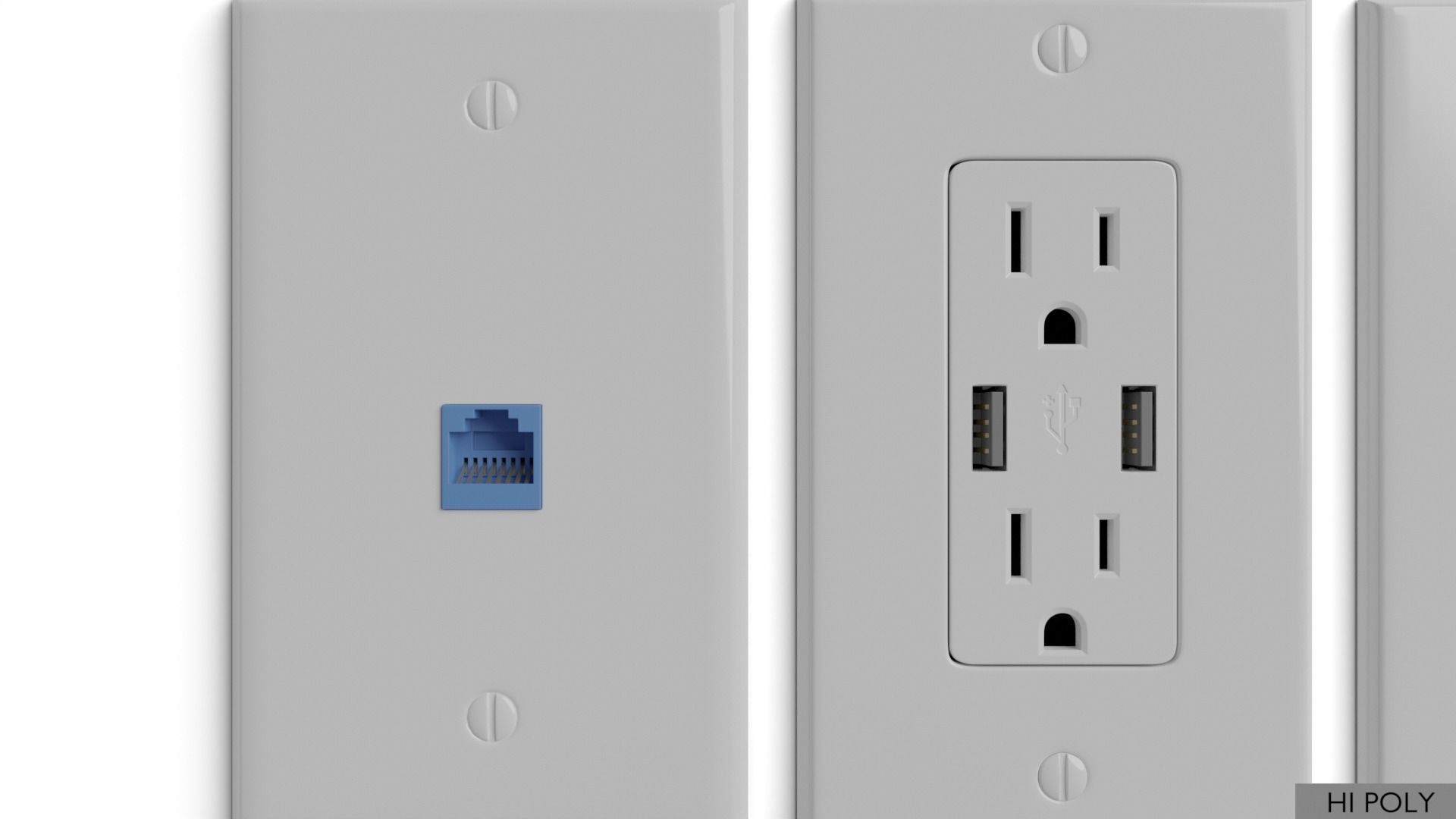 Light switches and outlets High Poly AND Low Poly pack 2 Low-poly 3D model_18
