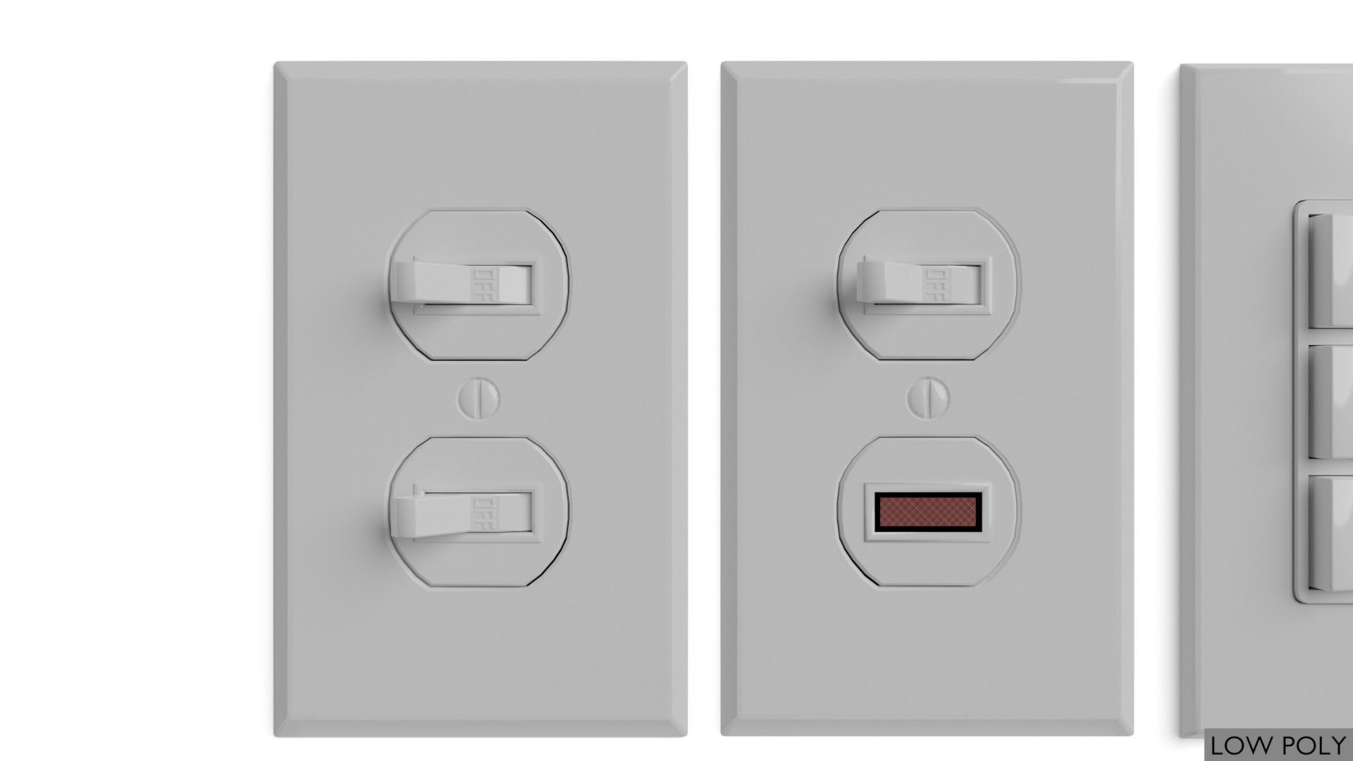 Light switches and outlets High Poly AND Low Poly pack 2 Low-poly 3D model_3