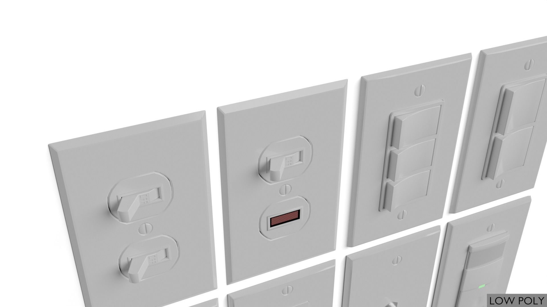 Light switches and outlets High Poly AND Low Poly pack 2 Low-poly 3D model_13