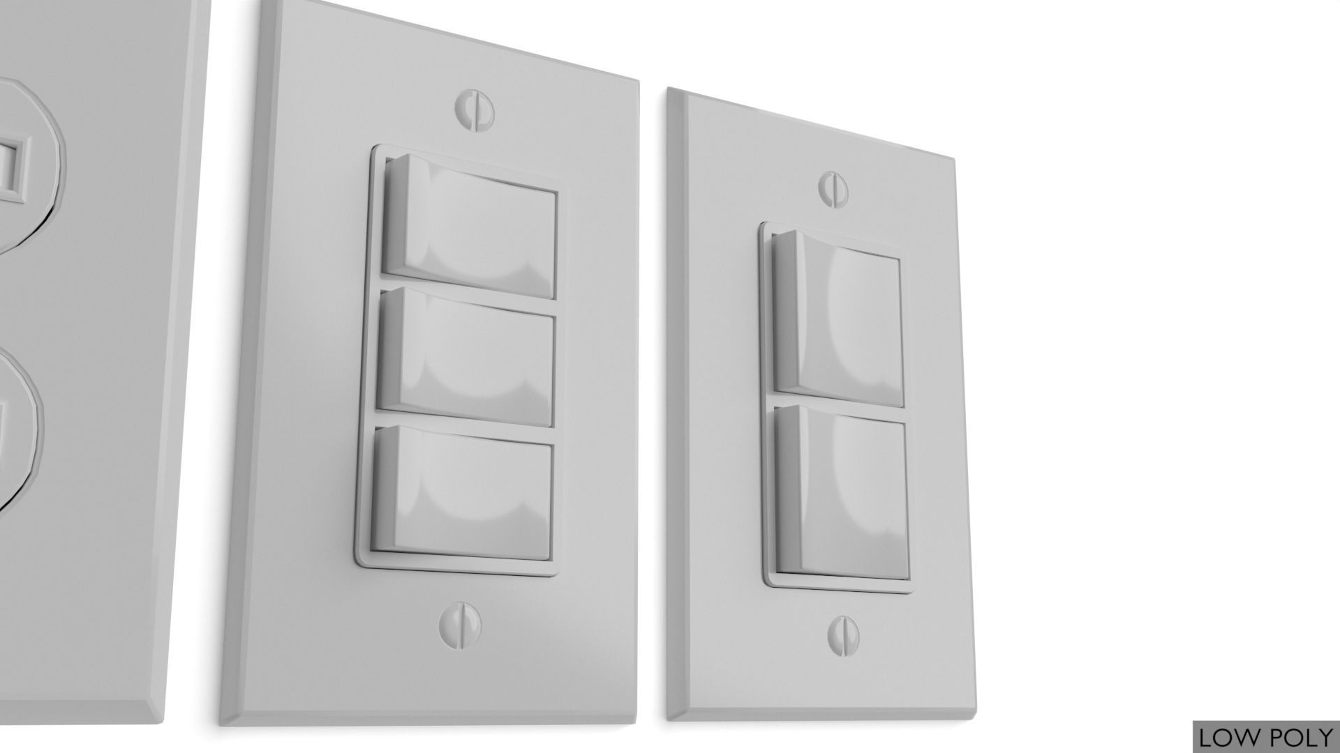 Light switches and outlets High Poly AND Low Poly pack 2 Low-poly 3D model_8