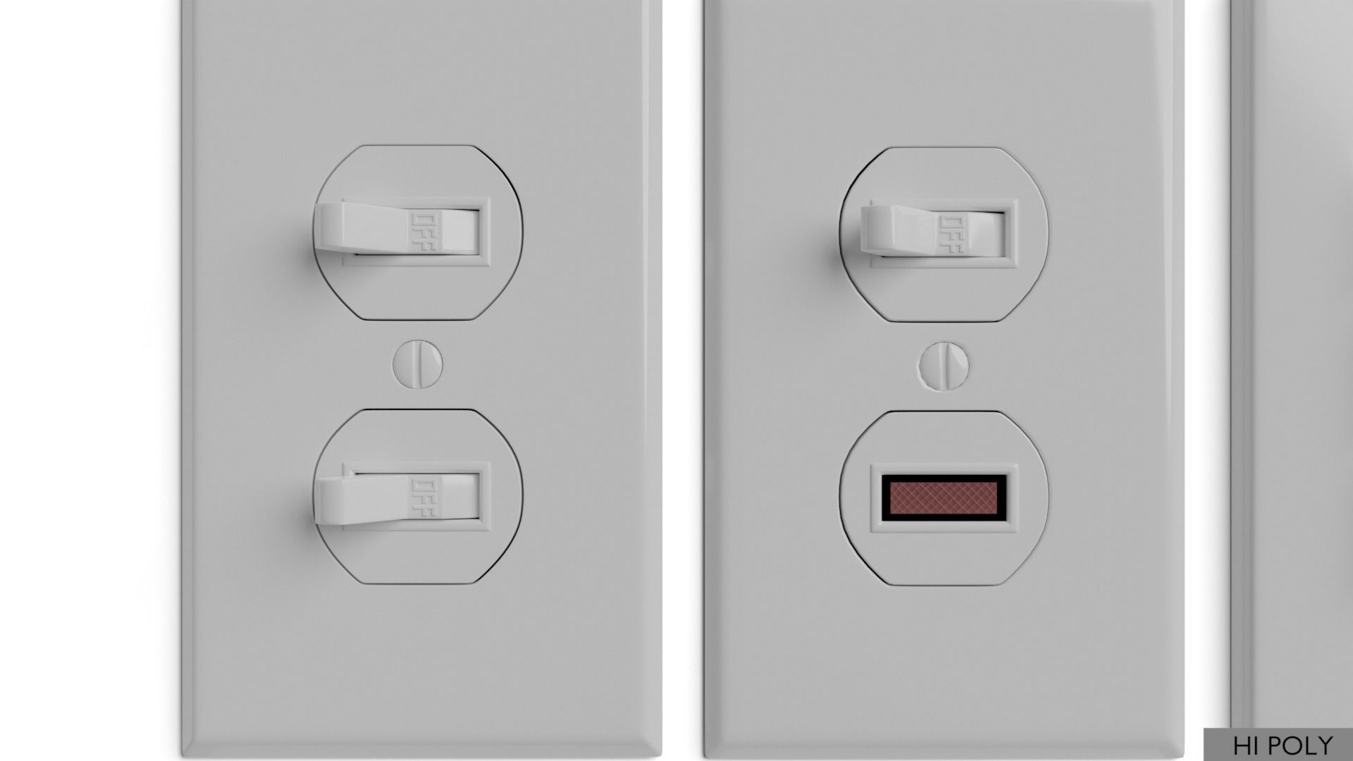 Light switches and outlets High Poly AND Low Poly pack 2 Low-poly 3D model_16