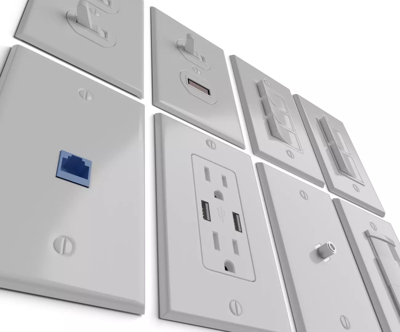 Light switches and outlets High Poly AND Low Poly pack 2 Low-poly 3D model_0