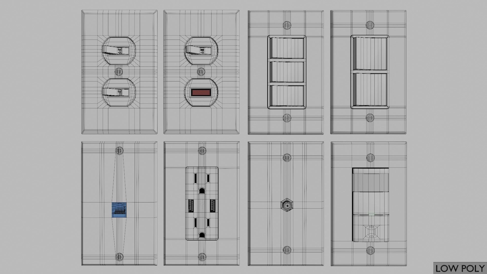 Light switches and outlets High Poly AND Low Poly pack 2 Low-poly 3D model_27