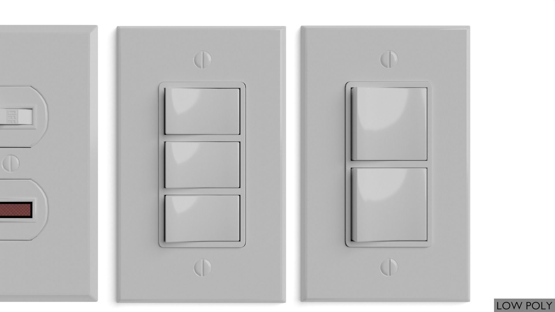 Light switches and outlets High Poly AND Low Poly pack 2 Low-poly 3D model_4