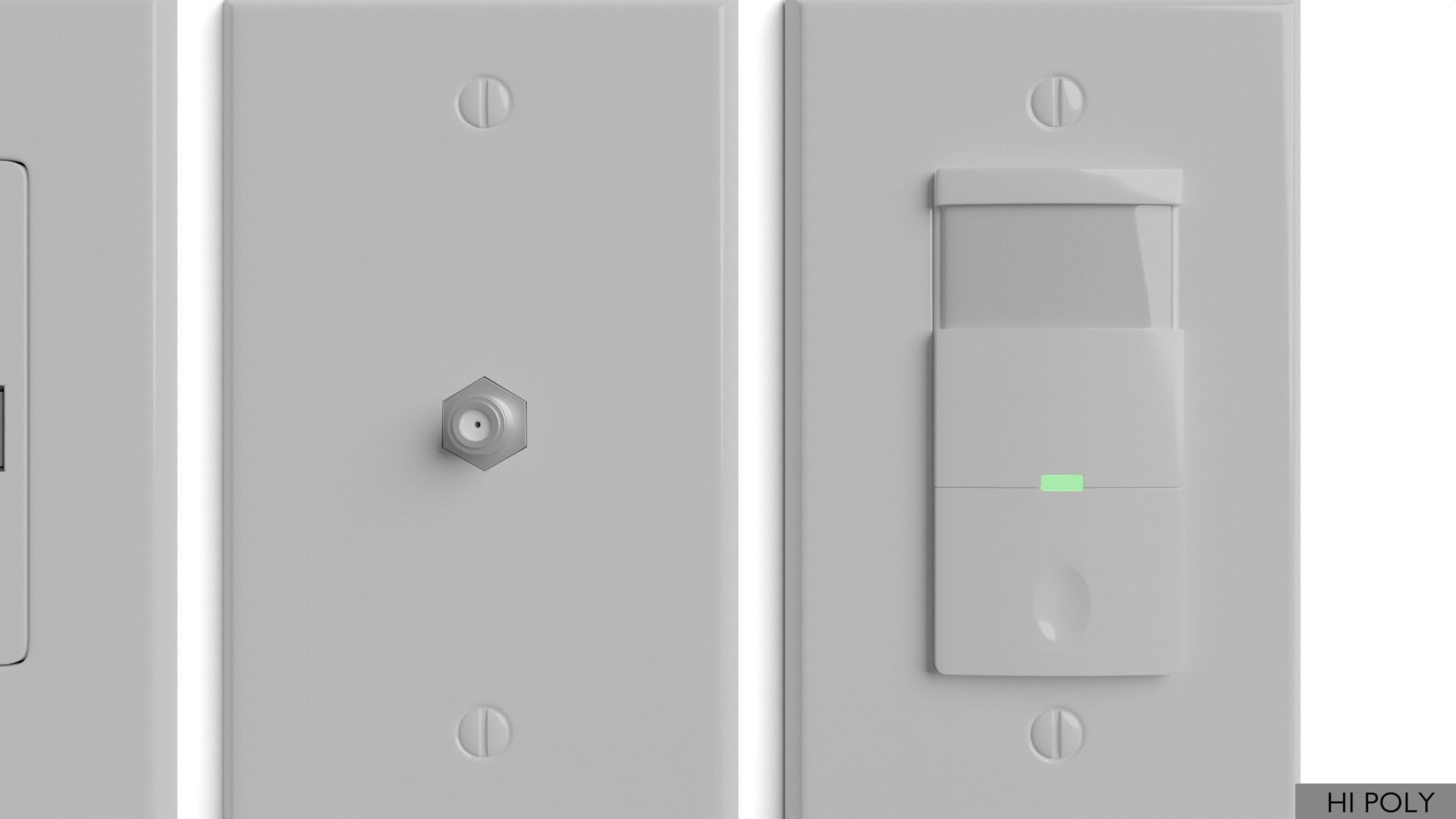 Light switches and outlets High Poly AND Low Poly pack 2 Low-poly 3D model_19