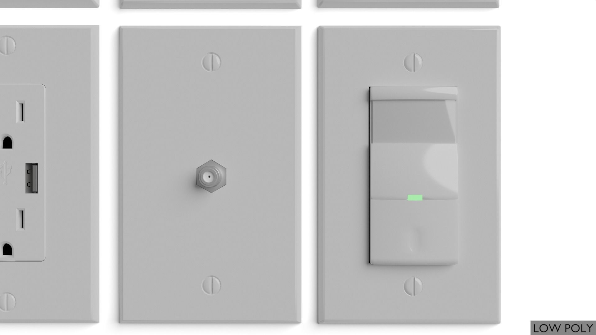Light switches and outlets High Poly AND Low Poly pack 2 Low-poly 3D model_6