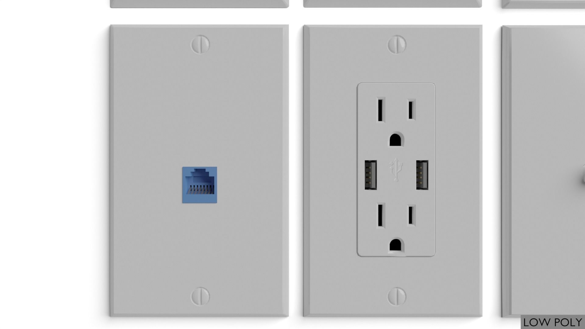 Light switches and outlets High Poly AND Low Poly pack 2 Low-poly 3D model_5