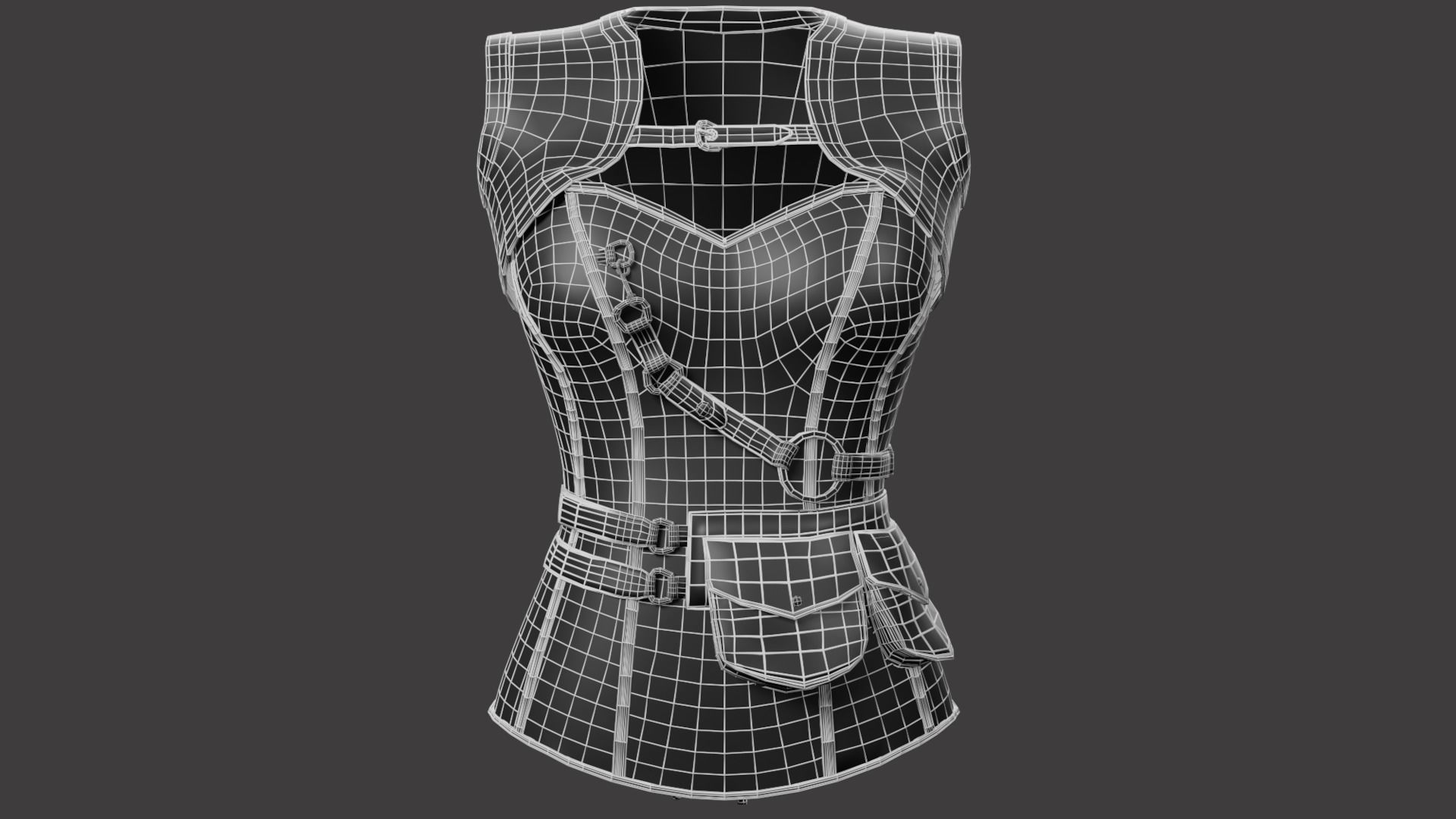 Corset v4 Low-poly 3D model_10