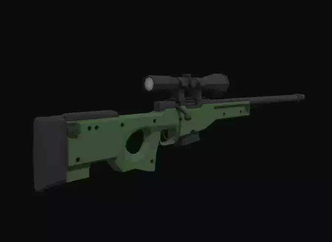 AWP Low Poly rifle with scope Low-poly 3D model