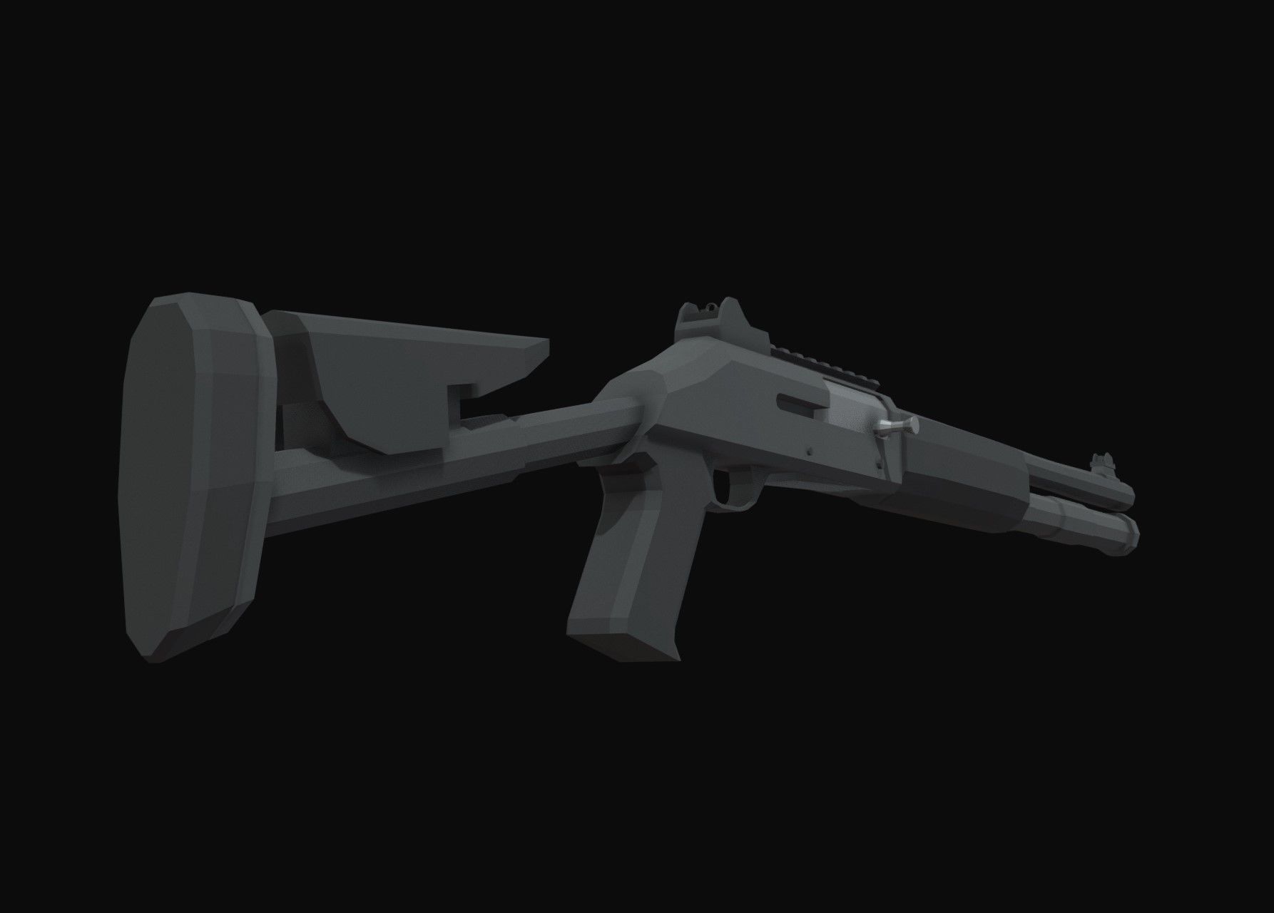 XM1014 Low Poly shotgun Low-poly 3D model_4