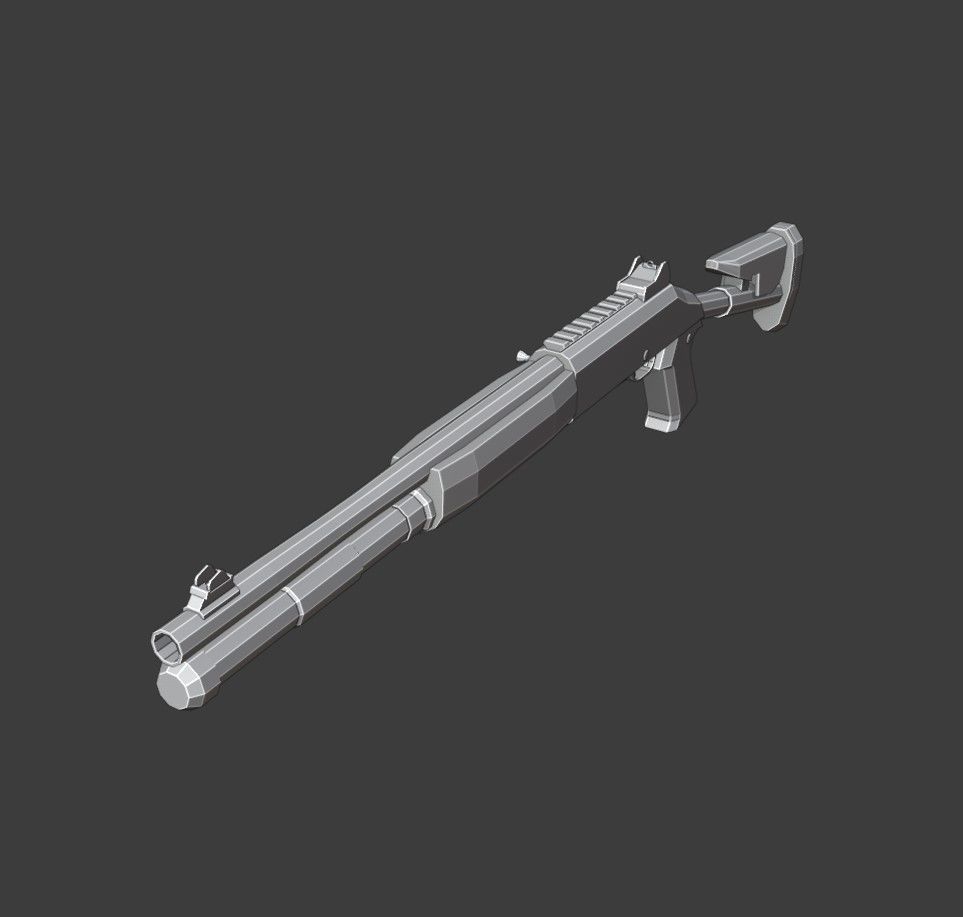 XM1014 Low Poly shotgun Low-poly 3D model_8