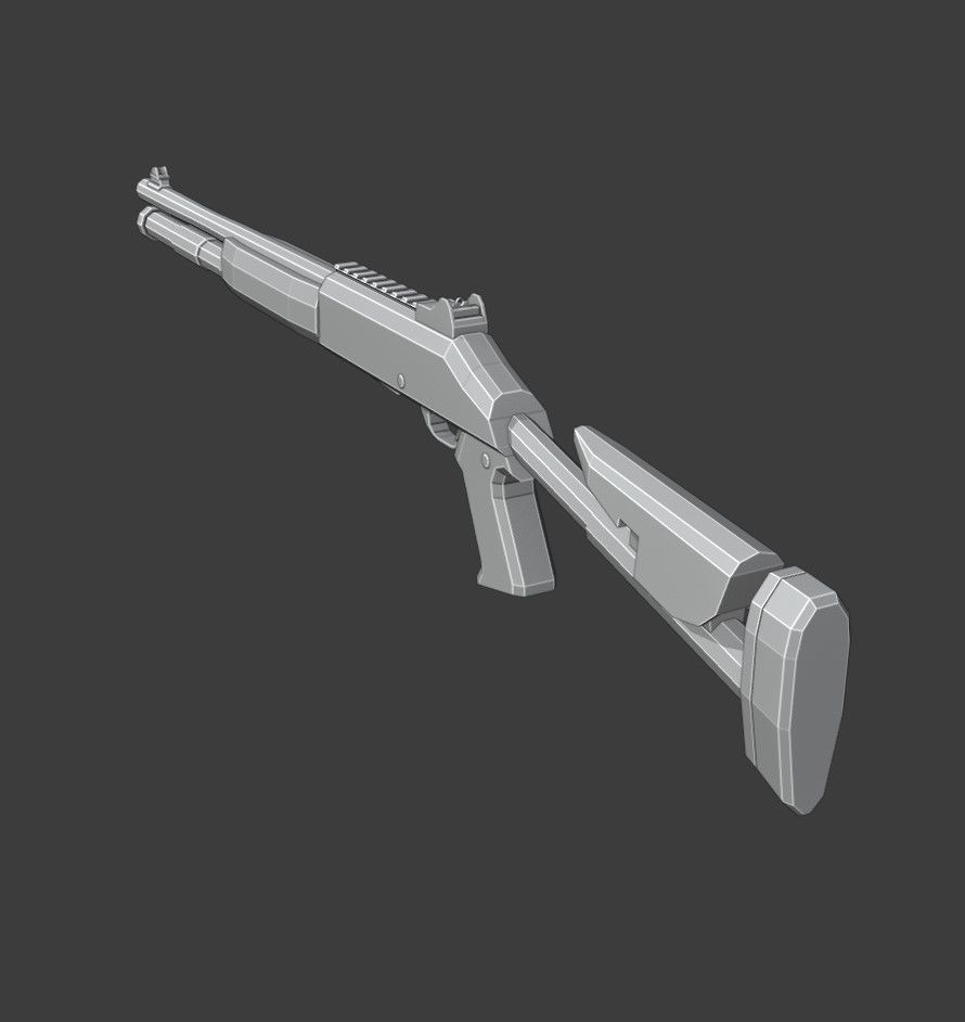 XM1014 Low Poly shotgun Low-poly 3D model_9