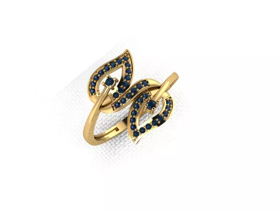 ring5 gold ring with sapphires 3D print model
