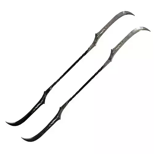 Elven Two - bladed Glaive Low-poly 3D model