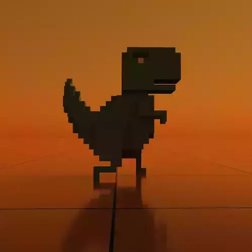T-Rex pixel dinosaur in sun