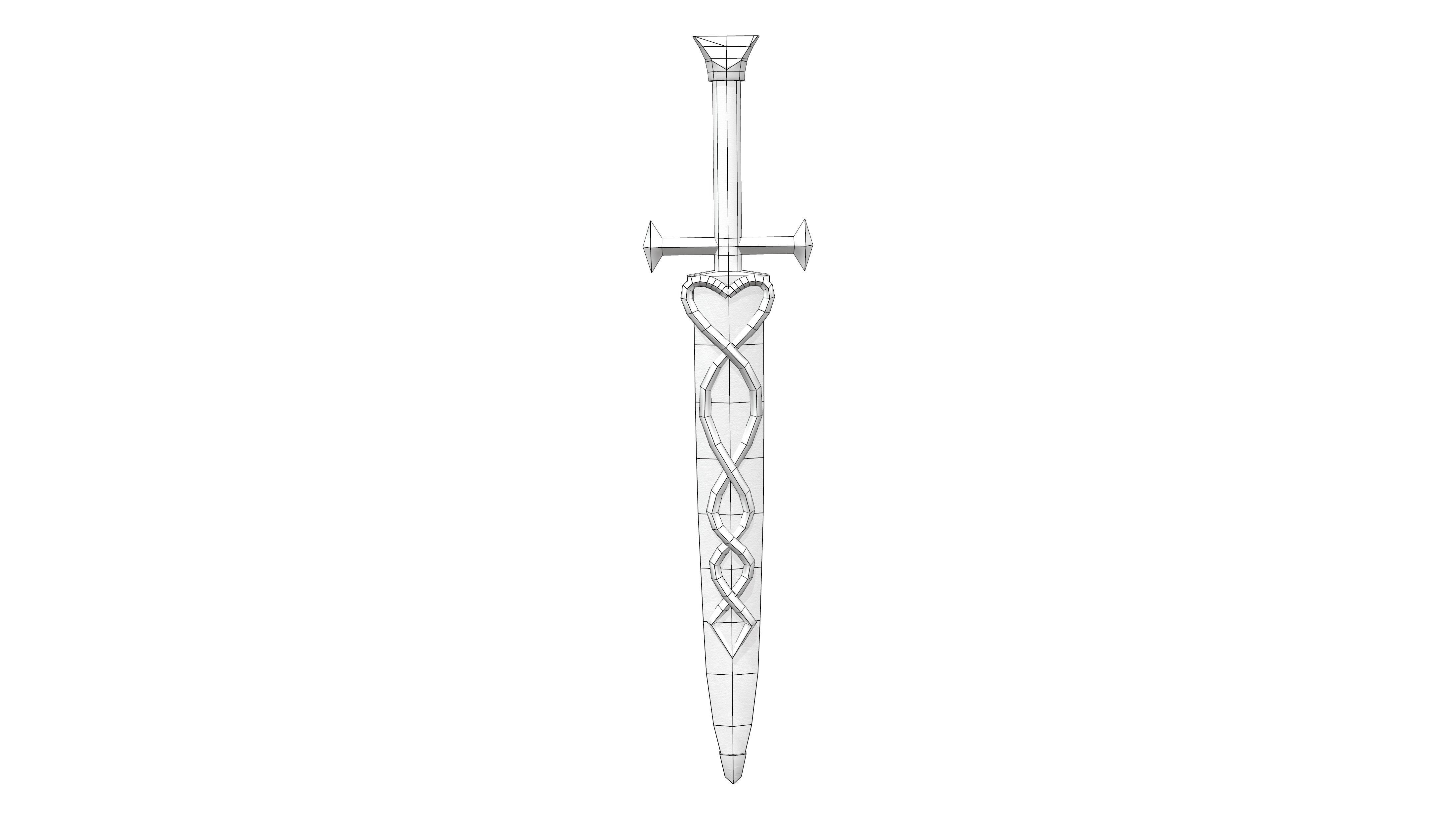 Knights Dagger Belt Accessory Low-poly 3D model_6