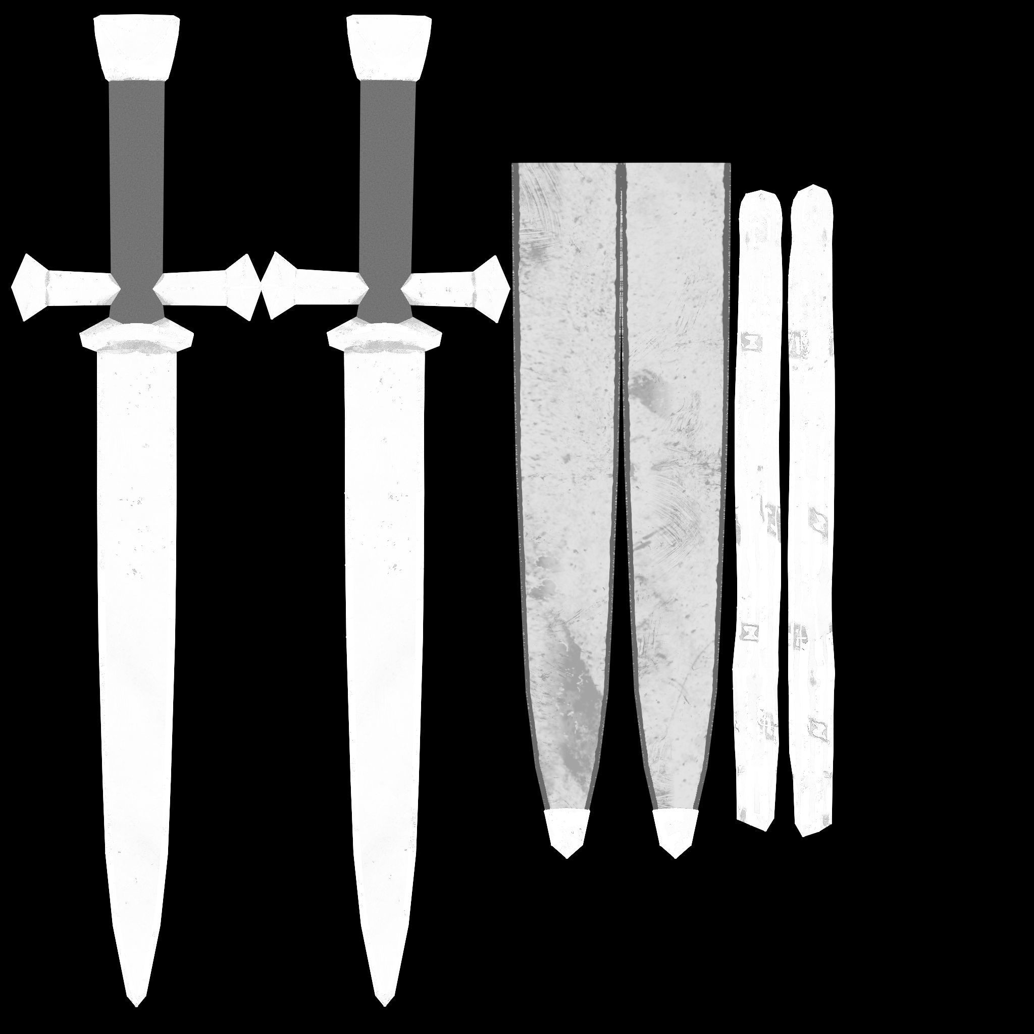 Knights Dagger Belt Accessory Low-poly 3D model_11