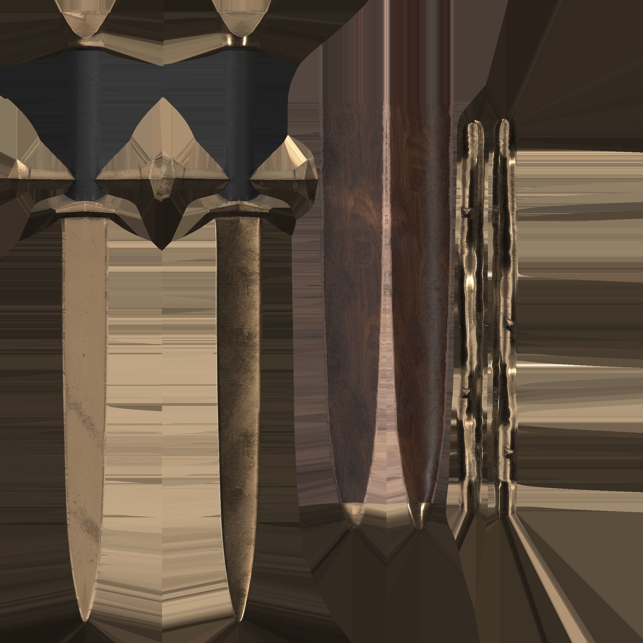 Knights Dagger Belt Accessory Low-poly 3D model_9