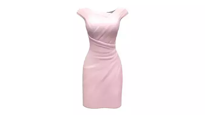 Elegant Peach Knee Length Skirt Wrapped Style Dress