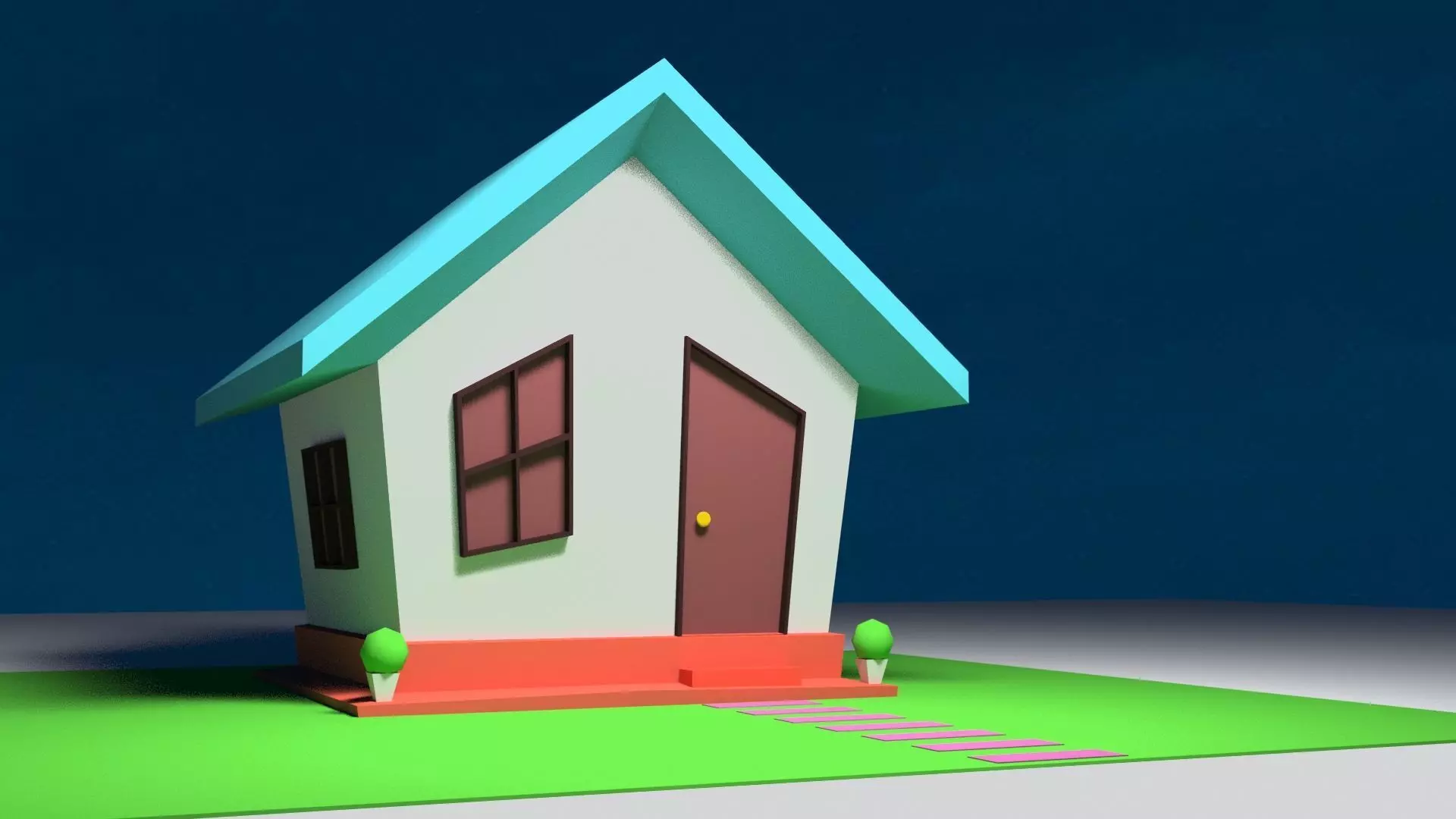 Low-Poly Cartoon House Free low-poly 3D model