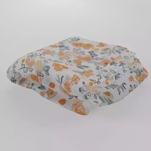 Blanket folded with orange flowers
