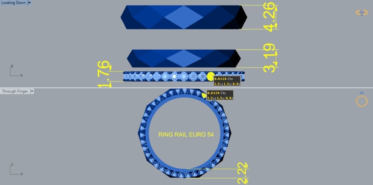 Geometric and Diamond Wedding Ring R 152 3D print model_3