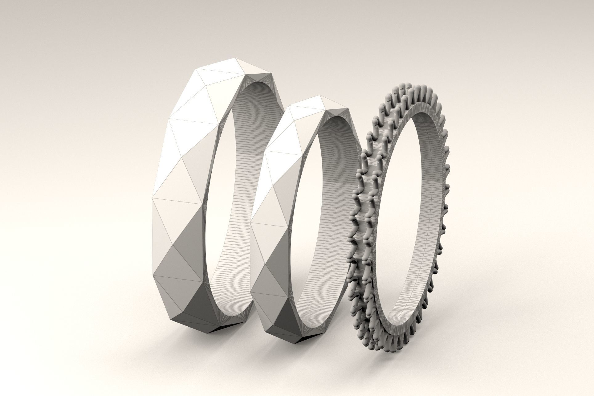 Geometric and Diamond Wedding Ring R 152 3D print model_5