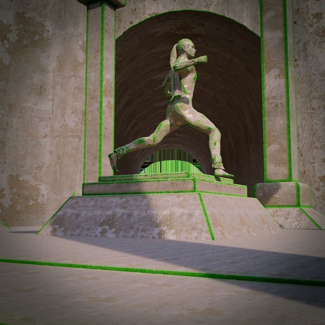 strong woman statue  a sculpture Low-poly 3D model_5