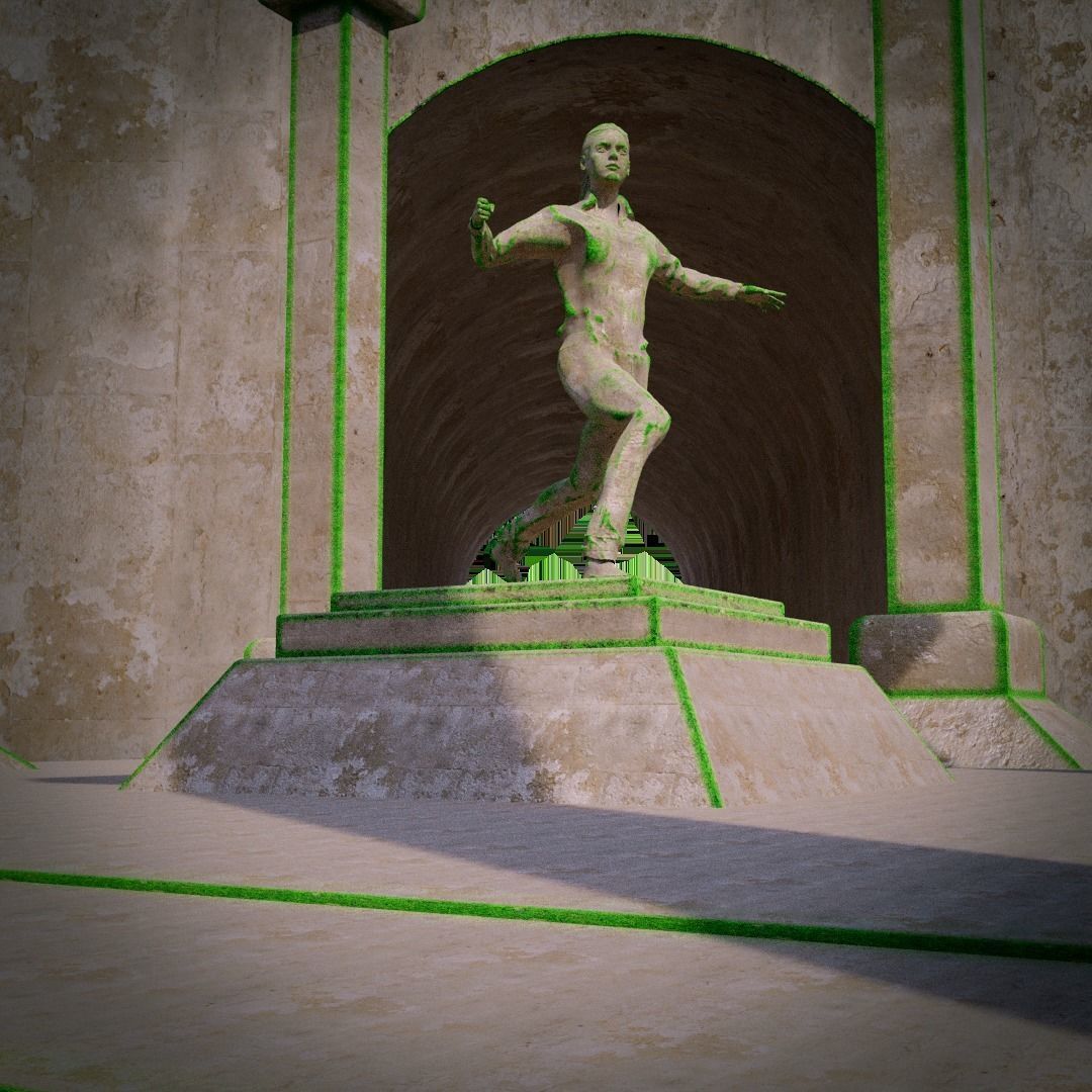 strong woman statue  a sculpture Low-poly 3D model_3